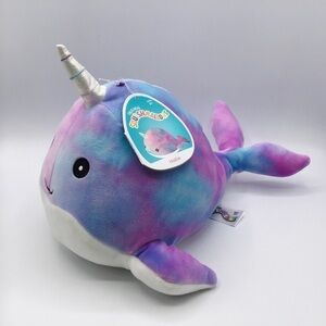 SQUISHMALLOW Hallie The Narwhal 10” Tie Dye Galaxy Pink Blue Super Soft Animal